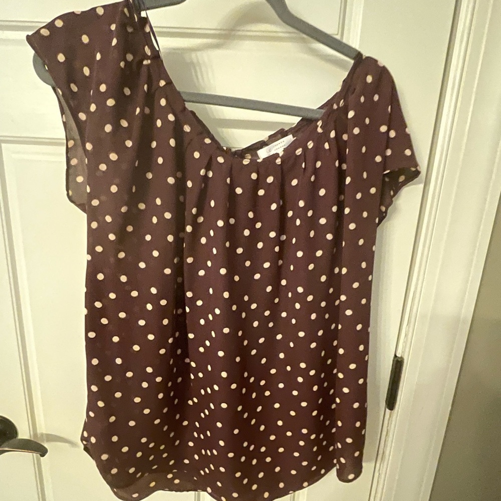 Burgundy Polka Dot LC Lauren Conrad Blouse